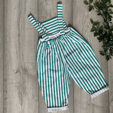 Load image into Gallery viewer, Nautical Green Striped Romper Including Hat
