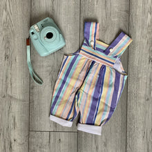 Load image into Gallery viewer, Fun Preppy Pastel Striped Button-Up Romper
