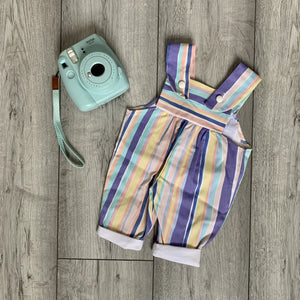 Fun Preppy Pastel Striped Button-Up Romper