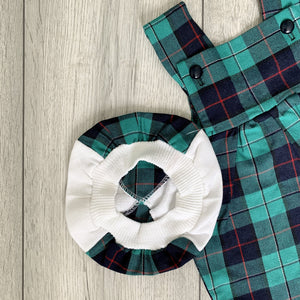 Preppy Scottish Tartan Baby Romper Set With Hat