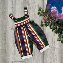 Load image into Gallery viewer, Retro Striped Berry Toned Denim Romper
