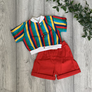 Multi-Colored Striped Two Piece Set