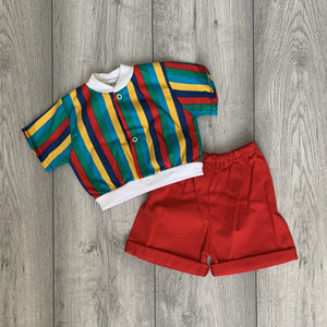 Multi-Colored Striped Two Piece Set