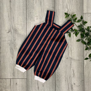 Classic Navy and Red Striped Cotton Romper