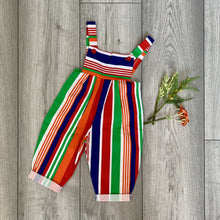 Load image into Gallery viewer, Navy &amp; Orange Striped Lightweight Romper
