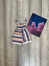 Load image into Gallery viewer, Watercolour Peach Pastel Wavy Striped Romper
