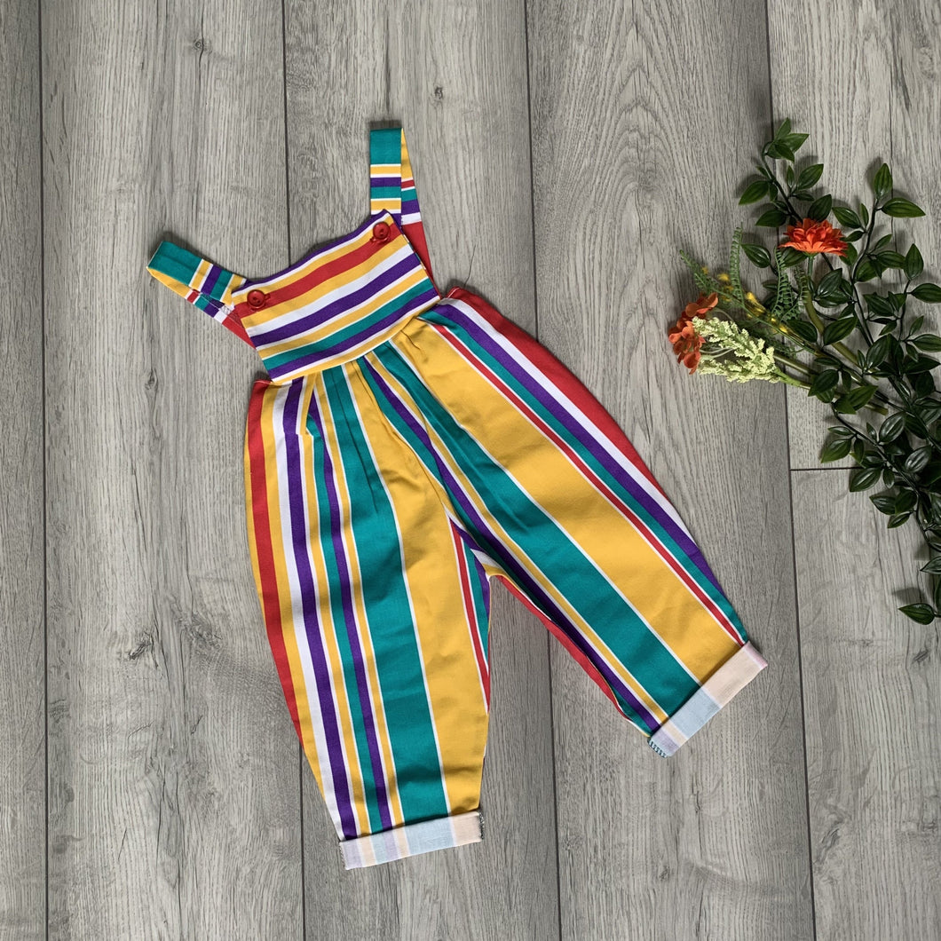 Sunshine Striped Romper In Multicoloured Print