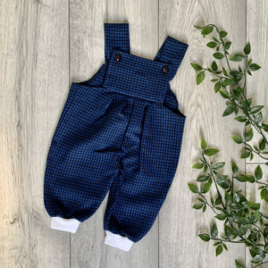 Rich Houndstooth Navy Wool Unisex Romper