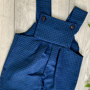 Rich Houndstooth Navy Wool Unisex Romper