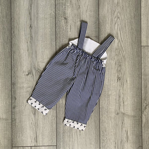 Sailor Inspired, Striped Anchor Print Dungaree