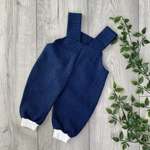 Rich Houndstooth Navy Wool Unisex Romper