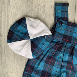 Preppy Scottish Tartan Baby Romper Set With Hat