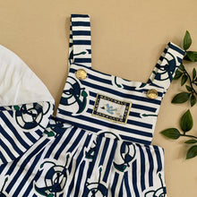 Load image into Gallery viewer, Nautical Sailor Inspired Navy Striped Baby Set
