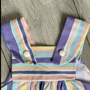 Fun Preppy Pastel Striped Button-Up Romper