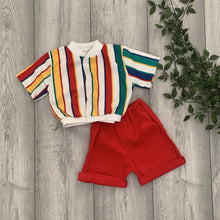 Load image into Gallery viewer, Preppy 60&#39;s Striped Unisex Two-Piece Summer Set
