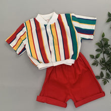 Load image into Gallery viewer, Preppy 60&#39;s Striped Unisex Two-Piece Summer Set
