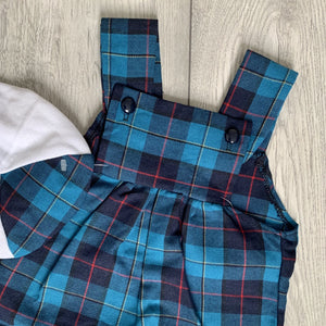 Preppy Scottish Tartan Baby Romper Set With Hat