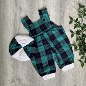 Preppy Scottish Tartan Baby Romper Set With Hat