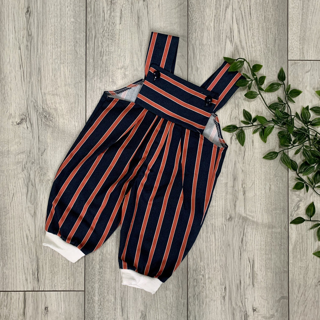 Classic Navy and Red Striped Cotton Romper