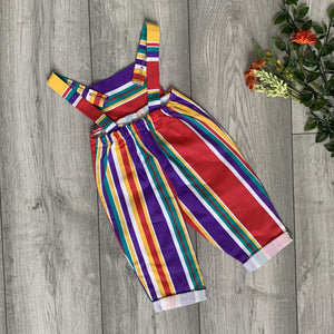 Sunshine Striped Romper In Multicoloured Print