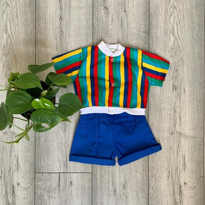 Multi-Colored Striped Two Piece Set